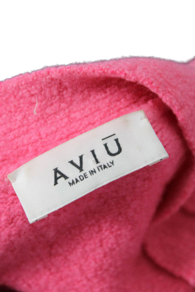 Aviu Womens Cashmere Pink V-Neck Solid Long Sleeve Cardigan Size 40