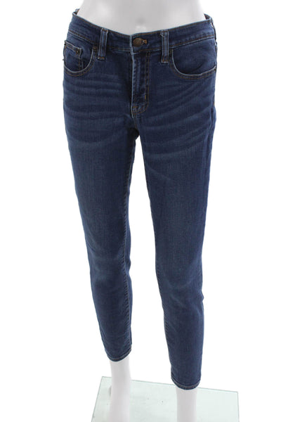 J Crew Women Skinny Jeans Blue Cotton Blend Mid Rise Size 28