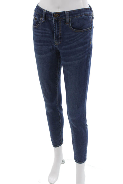 J Crew Women Skinny Jeans Blue Cotton Blend Mid Rise Size 28