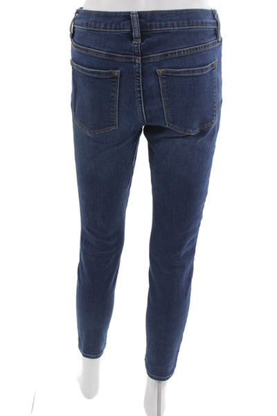 J Crew Women Skinny Jeans Blue Cotton Blend Mid Rise Size 28