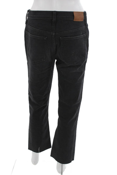 J Crew Women Cropped Black Cotton Mid Rise Jeans Button 26 Inseam Size 27