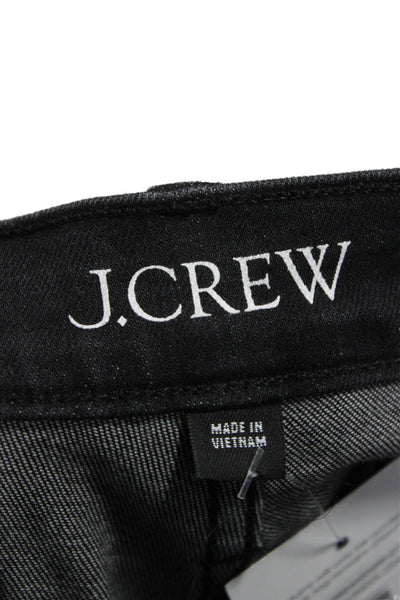 J Crew Women Cropped Black Cotton Mid Rise Jeans Button 26 Inseam Size 27