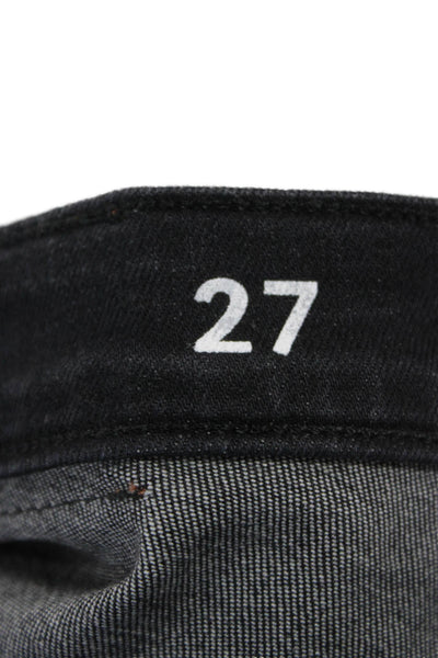 J Crew Women Cropped Black Cotton Mid Rise Jeans Button 26 Inseam Size 27