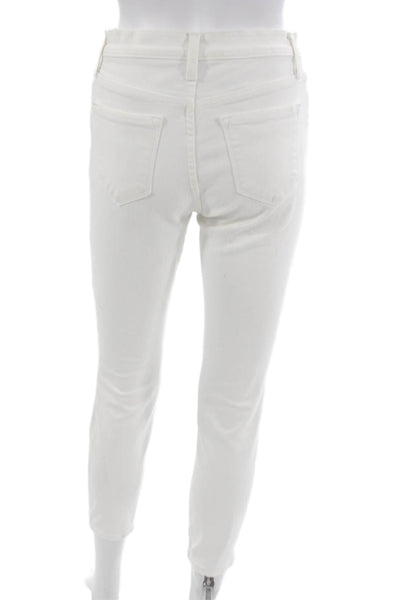 J Crew Women Skinny Jeans White Cotton Blend Low Rise Size 27