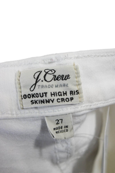 J Crew Women Skinny Jeans White Cotton Blend Low Rise Size 27