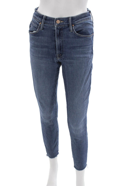 Mother Women Skinny Jeans Blue Mid Rise Cotton Size 27