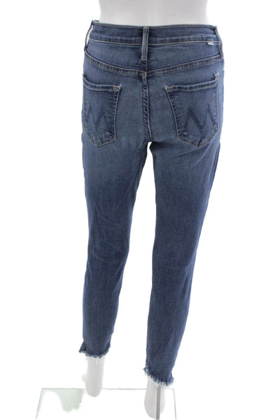Mother Women Skinny Jeans Blue Mid Rise Cotton Size 27
