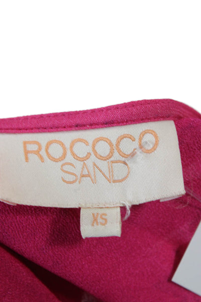 Rococo Sand Women Mini One Shoulder Paisley Pink Short Sleeve Dress Size XS