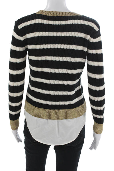 Lauren Ralph Lauren Women Black Striped Pullover Sweater Size XS