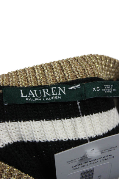 Lauren Ralph Lauren Women Black Striped Pullover Sweater Size XS