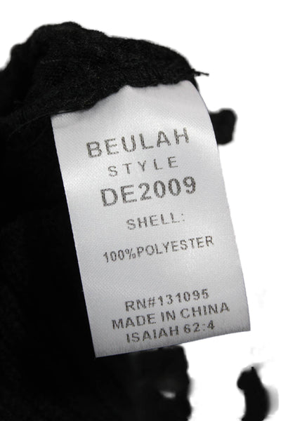 Beulah Women Pullover Sweater Black Floral High Neck Long Sleeve Size S