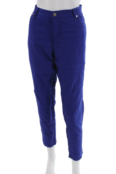 Karen Kane Women Plus Blue Ankle Pants Cotton Button Solid 27in Inseam Size 14