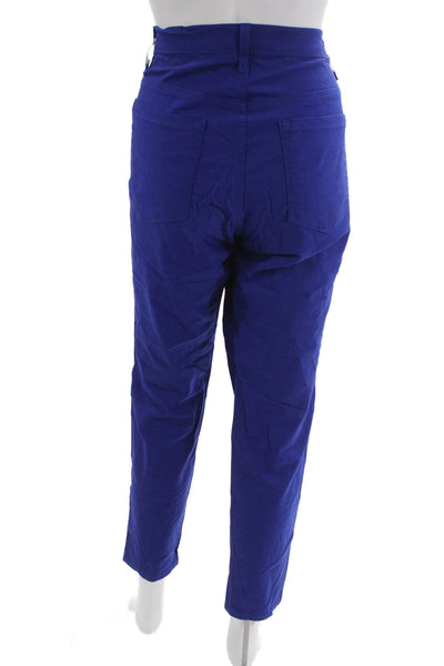 Karen Kane Women Plus Blue Ankle Pants Cotton Button Solid 27in Inseam Size 14