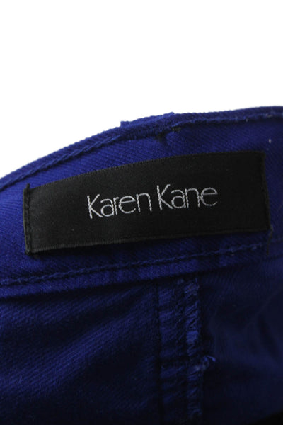 Karen Kane Women Plus Blue Ankle Pants Cotton Button Solid 27in Inseam Size 14