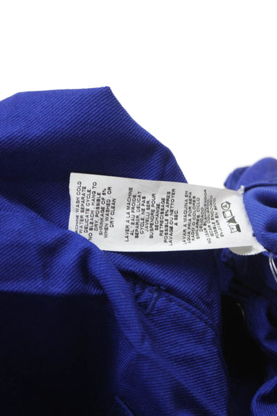 Karen Kane Women Plus Blue Ankle Pants Cotton Button Solid 27in Inseam Size 14