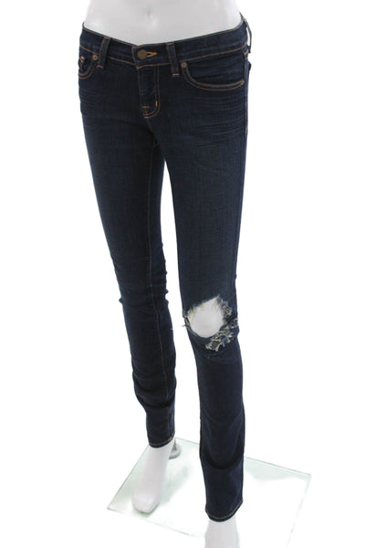 J Brand Womens Skinny Jeans Blue Mid Rise Button Cotton Blend Size 25