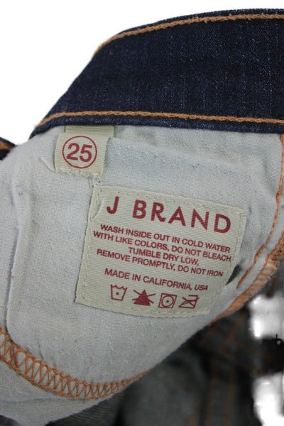 J Brand Womens Skinny Jeans Blue Mid Rise Button Cotton Blend Size 25