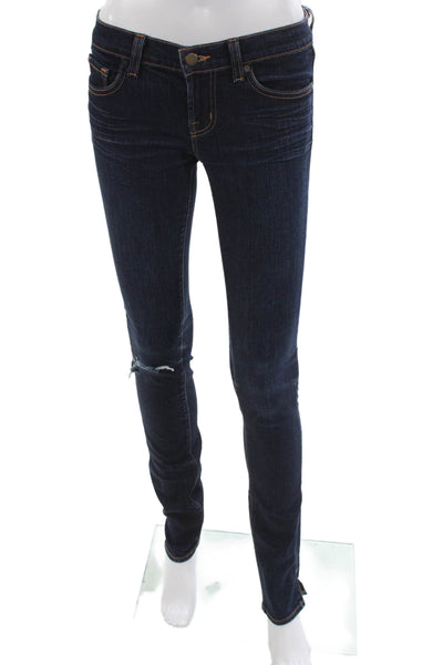 J Brand Women Skinny Jeans Blue Mid Rise 27in Cotton Blend Button Size 26