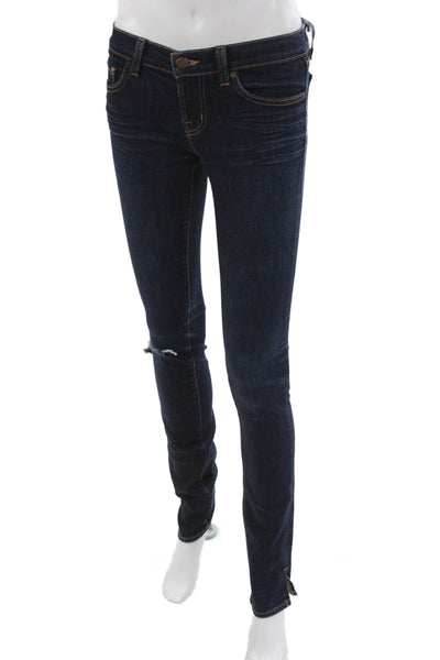 J Brand Women Skinny Jeans Blue Mid Rise 27in Cotton Blend Button Size 26