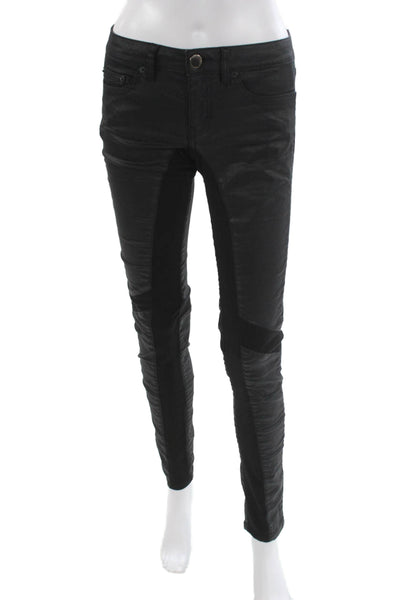 Maje Women Skinny Jeans Black Cotton Button 30in Inseam Size 36