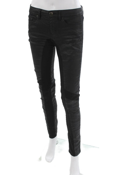 Maje Women Skinny Jeans Black Cotton Button 30in Inseam Size 36