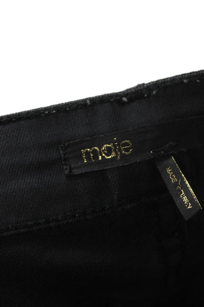 Maje Women Skinny Jeans Black Cotton Button 30in Inseam Size 36