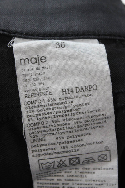 Maje Women Skinny Jeans Black Cotton Button 30in Inseam Size 36