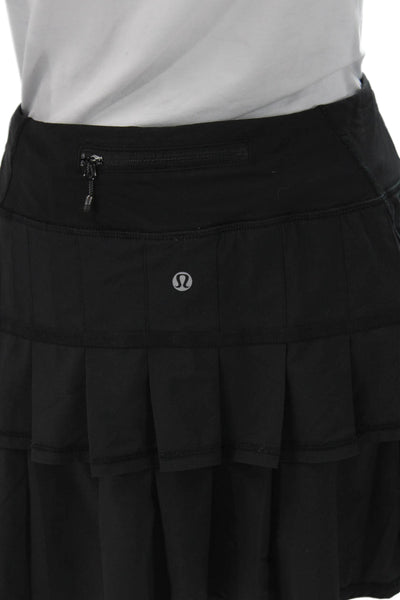 Lululemon Women Athletic Black Skort Short Pull On Recycled Polyester Size 4