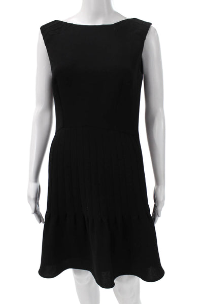 Reiss Women Fit & Flare Dress Black Boat Neck Sleeveless Zip Size 6