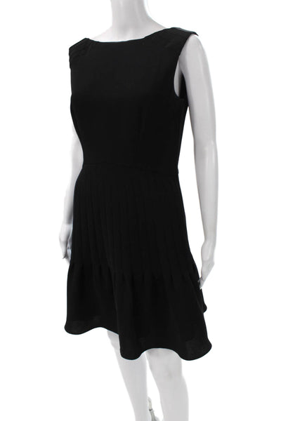 Reiss Women Fit & Flare Dress Black Boat Neck Sleeveless Zip Size 6