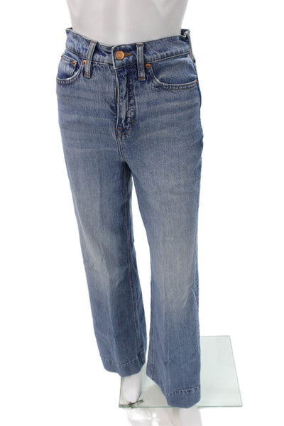 J Crew Women Wide-Leg Jeans Blue Mid Rise Button Lyocell Size 26