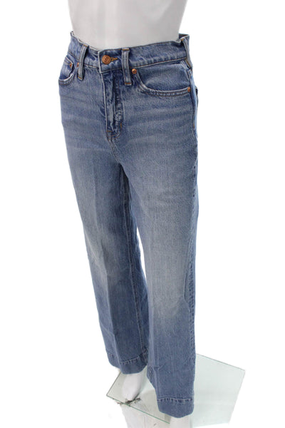 J Crew Women Wide-Leg Jeans Blue Mid Rise Button Lyocell Size 26
