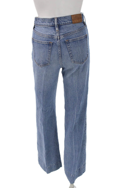 J Crew Women Wide-Leg Jeans Blue Mid Rise Button Lyocell Size 26