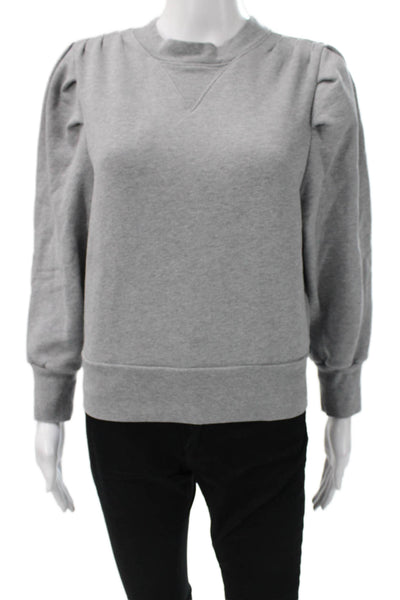 Frame Womens Pullover Sweatshirt Gray Cotton Blend Crew Neck Long Sleeve Size S