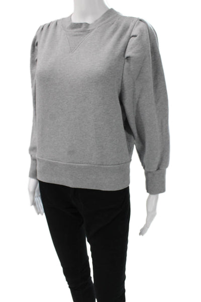 Frame Womens Pullover Sweatshirt Gray Cotton Blend Crew Neck Long Sleeve Size S