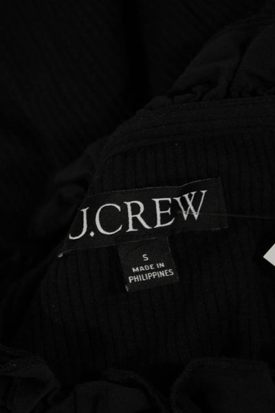 J Crew Women Basic Henley Button Long Sleeve Blouse Black Size S