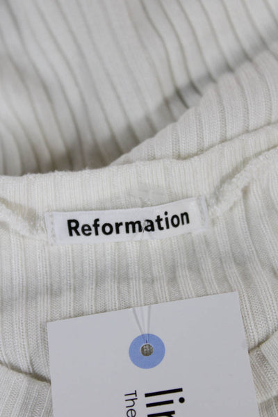Reformation Womens Basic T-Shirt White Tencel Modal Short Sleeve Size XS