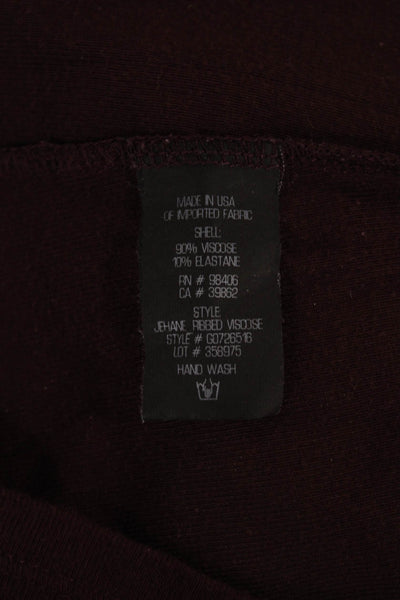 Theory Women Brown Basic Scoop Neck Long Sleeve T-Shirt Viscose Size PP