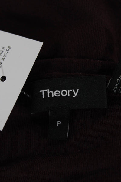 Theory Women Brown Basic Scoop Neck Long Sleeve T-Shirt Viscose Size PP