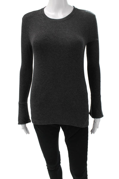 Goldie Women Basic Modal Long Sleeve Round Neck T Shirt Gray Size XS