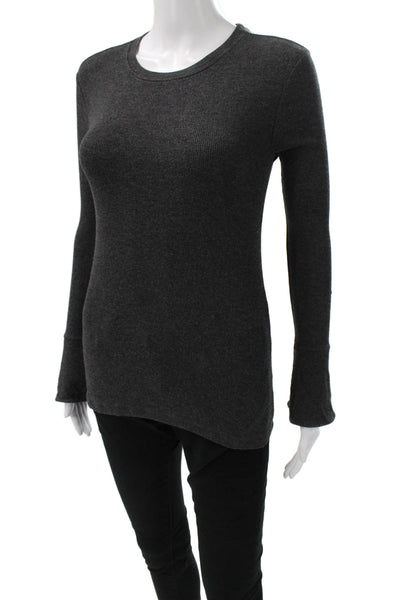 Goldie Women Basic Modal Long Sleeve Round Neck T Shirt Gray Size XS