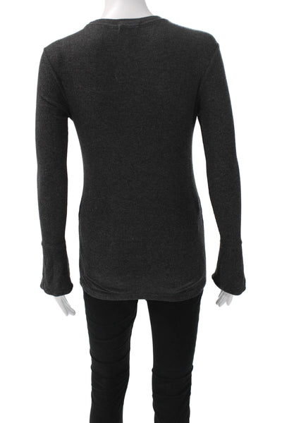 Goldie Women Basic Modal Long Sleeve Round Neck T Shirt Gray Size XS