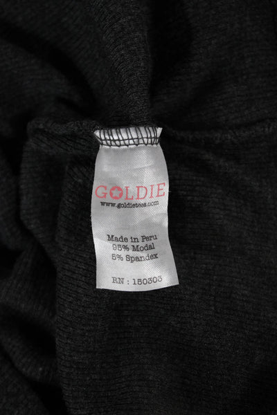 Goldie Women Basic Modal Long Sleeve Round Neck T Shirt Gray Size XS