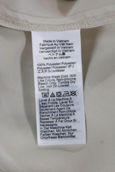 J Crew Women Basic Beige Collared Long Sleeve Button-Up Polyester Size 8