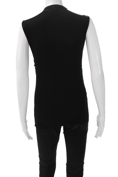 Enza Costa Women Black Viscose High Neck Sleeveless Tunic Size XS