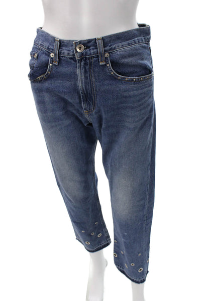 Rag & Bone Jean Women Cropped Blue Jeans Mid Rise Button Size 26