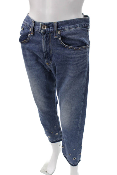 Rag & Bone Jean Women Cropped Blue Jeans Mid Rise Button Size 26