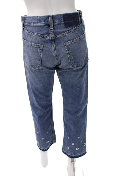 Rag & Bone Jean Women Cropped Blue Jeans Mid Rise Button Size 26