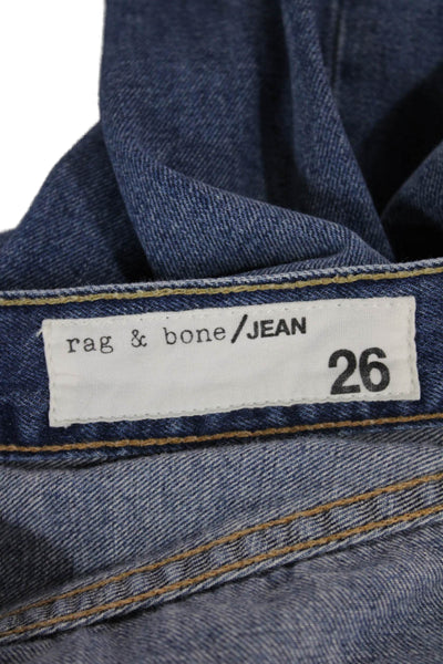 Rag & Bone Jean Women Cropped Blue Jeans Mid Rise Button Size 26