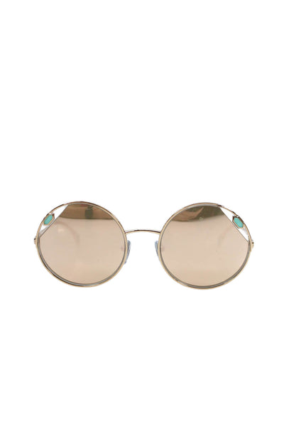 Bvlgari Womens Metal Oval Frame Sunglasses Gold Turquoise 6159